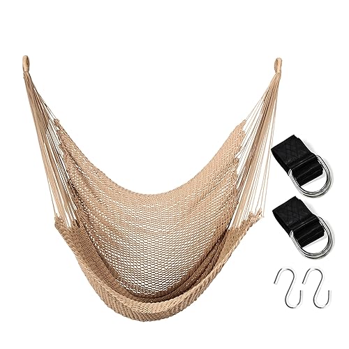 Large Hammock Chair with Hanging Straps and Hooks, Caribbean Hammock
