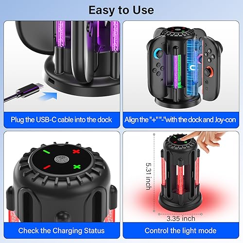 Miniatura 8 de Switch-2-Joycon-Charger - Base de carga para Nintendo Switch 2 JoyCon 2025, luz LED magnética y de burbujas, estación de carga rápida para Nintendo
