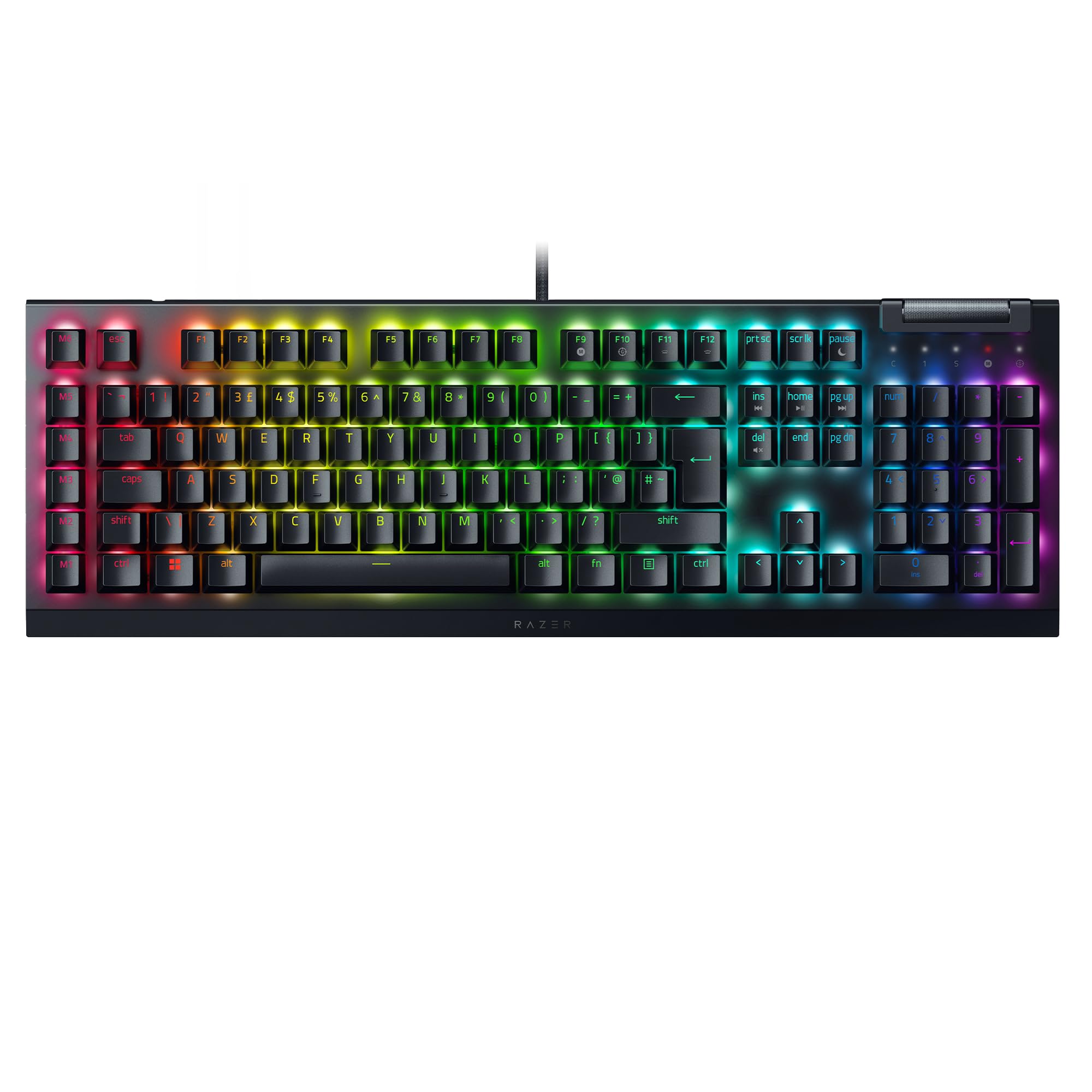 BlackWidow V4 X (Green Switch) - Mechanical Gaming Keyboard Chroma RGB (Clicky Mechanical Switches, 6 Dedicated Macro Keys, Doubleshot ABS Keycaps) QWERTY UK Layout | Black