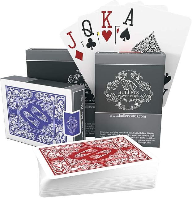 Bullets Playing Cards  Two Decks of Poker Cards  Waterproof Plastic Playing Cards  Easy to Read & Great Feel - Jumbo Index & Two Pips  for Texas Holdem Poker
