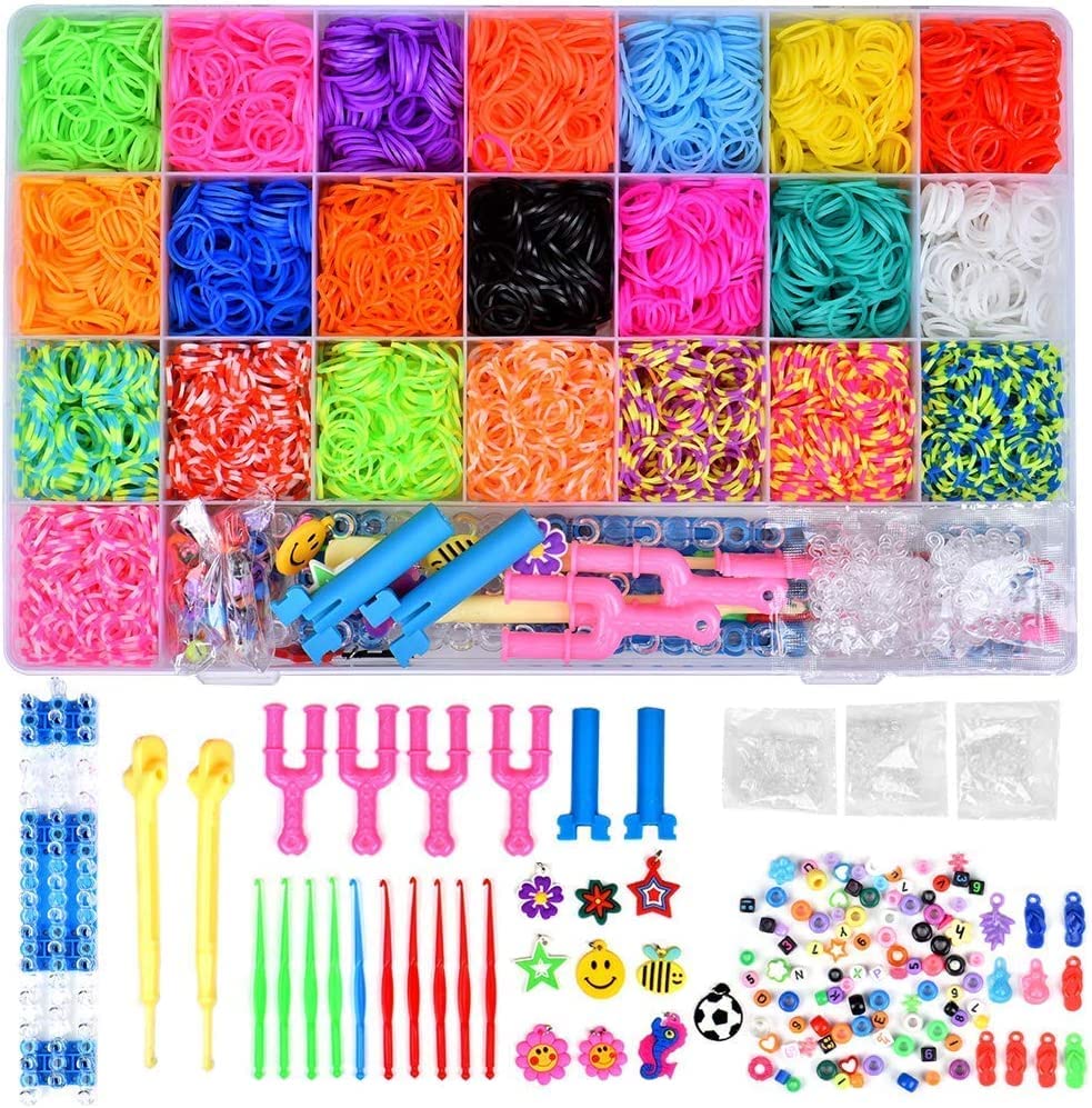 6800 Loom Bands Kit with Board, Kids Art Crafts Bracelet Making Set Hooks &Charms