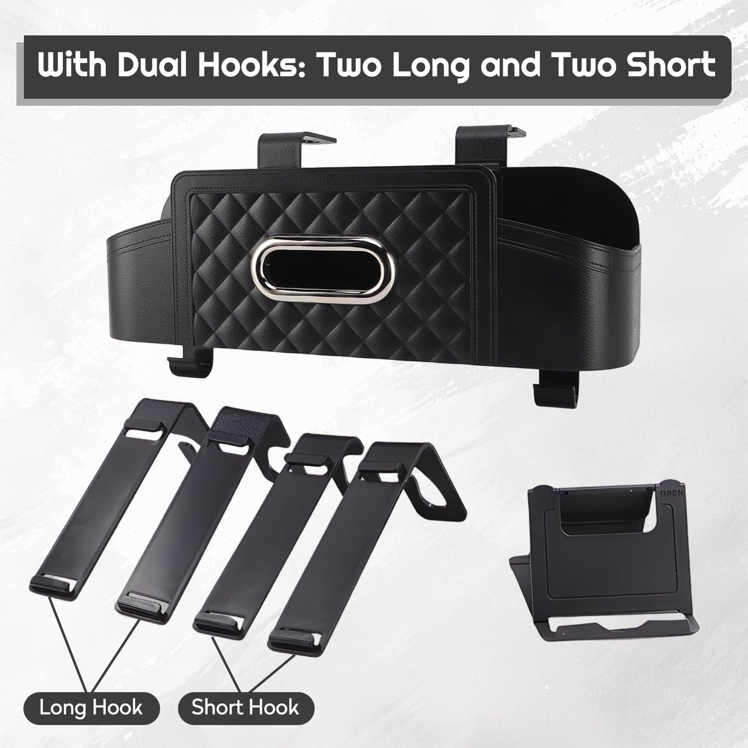 Tissting Organisateur De Dossier De Siège De Voiture Avec Porte-gobelet Et Boîte À Mouchoirs, Boîte De Rangement Multifonctionnelle En Plastique Pour Accessoires De Voyage En Voiture (Black)