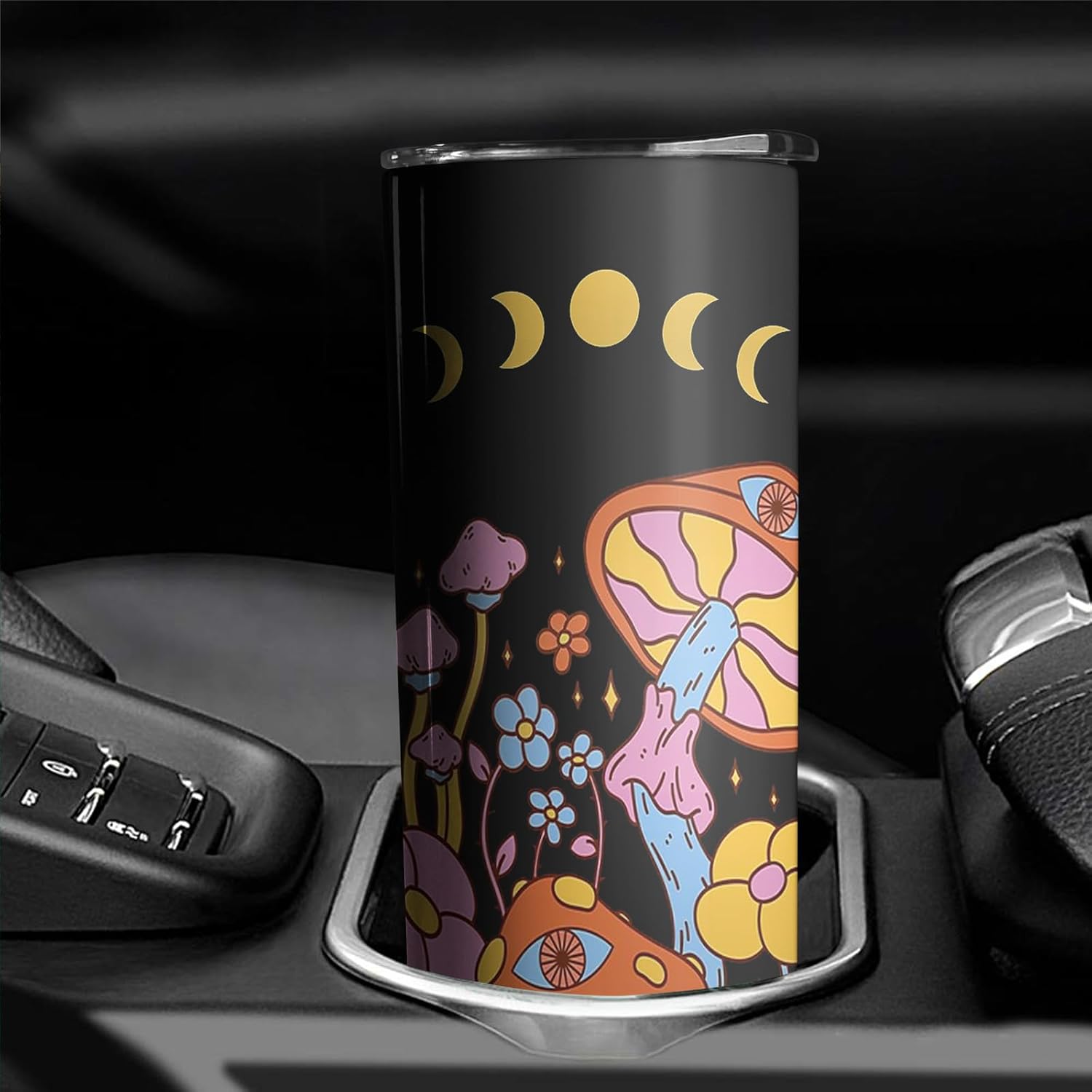 Mushroom Skinny Tumbler With Straw and Lid, Stainless Steel 20oz Coffee Travel Mug, Cute Moon and Mushroom Cups for Mushroom Lovers Gifts for Women and Girls - Image 5