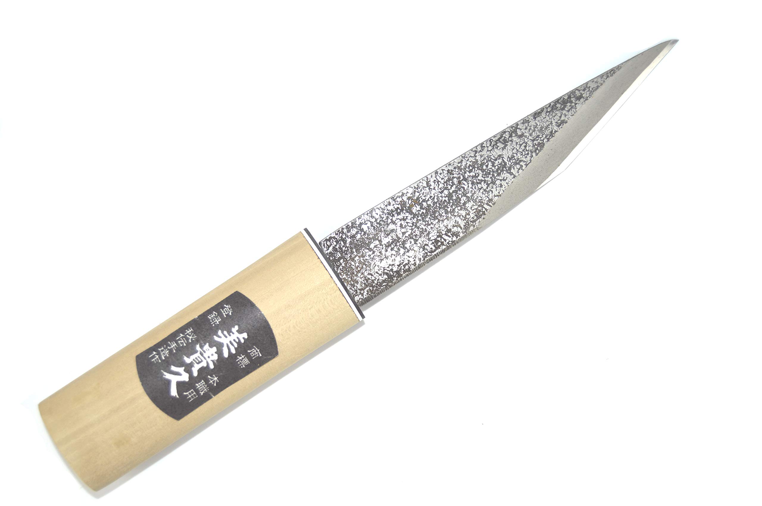 Kiridashi Katana - Cuchillo artesanal, hoja de carbono y carpintería, forjado a mano en Japón (martillado, 135 mm) (2 colores de hoja)