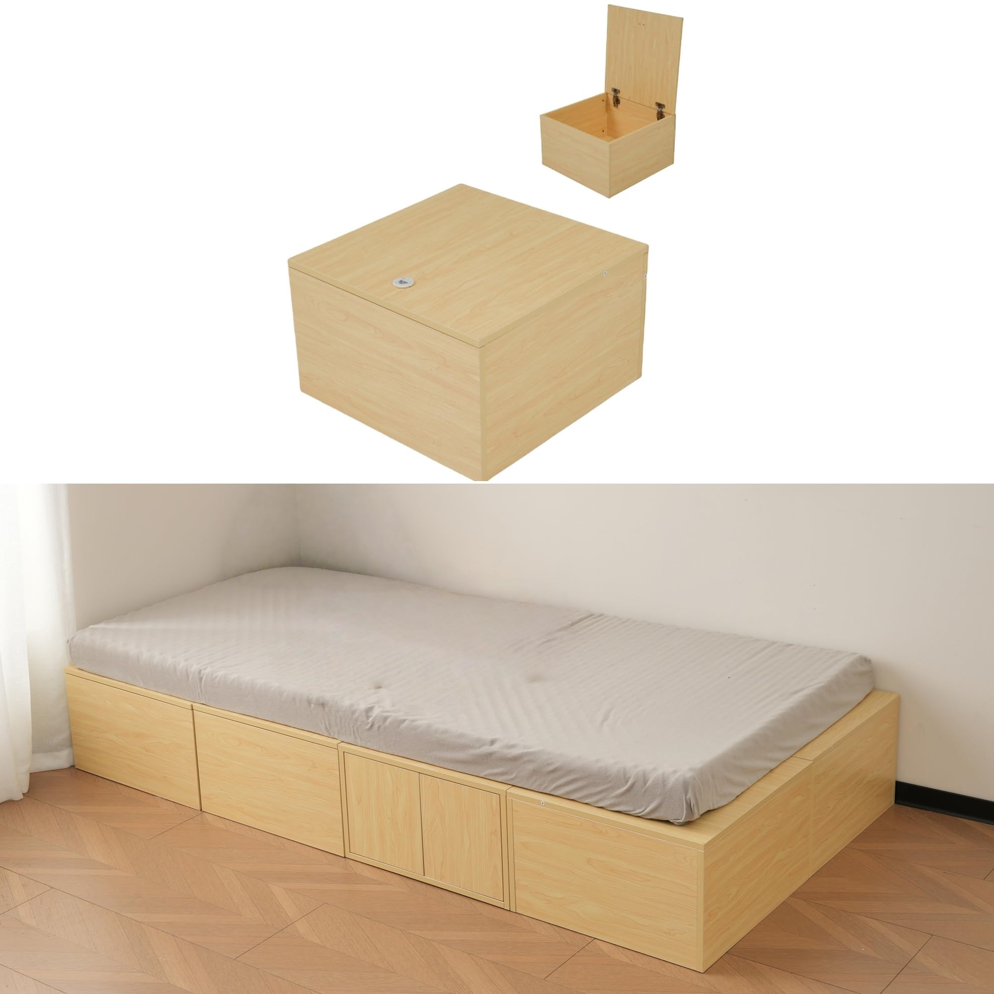 Amazon｜Chic ZONE 収納ユニットベッド 収納付きベッド 畳ベッド 大