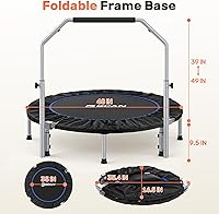 Vista 8 de BCAN 40/48" Foldable Mini Trampoline Max Load 330lbs/440lbs, Fitness Rebounder with Adjustable Foam Handle, Exercise Trampoline for Adults