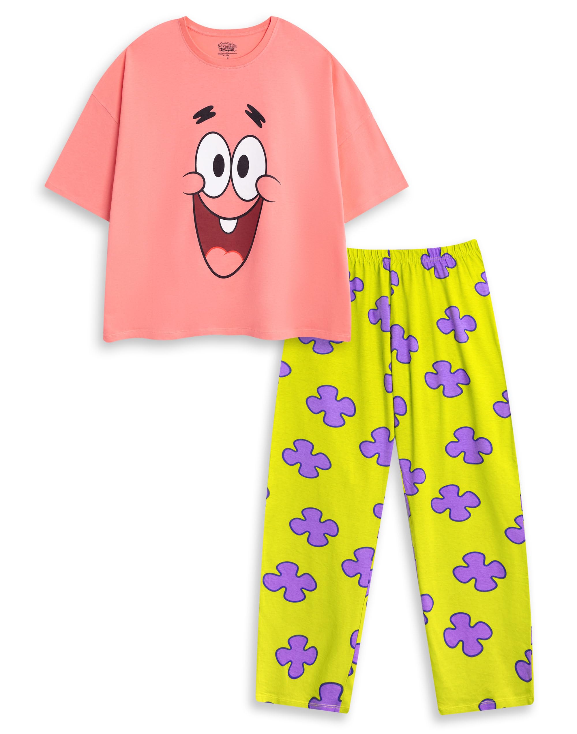 Vanilla Underground Women's Pink Spongebob Squarepants Patrick Short Sleeve Long Leg Pyjama Set - X-Small
