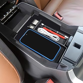 TOPINSTALL New Center Console Organizer Compatible with Ford Explorer 2012 2013 2014 2015 2016 2017 2018 2019 Accessories, Armrest Box Big Compartment Secondary Storage Tray ABS Black Material