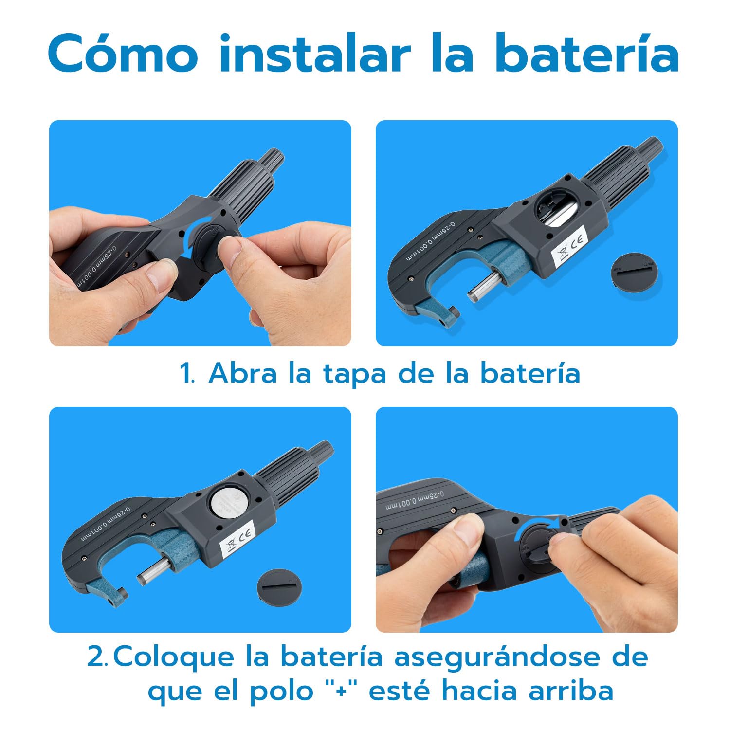 Mcbazel Micrómetro Digital de Alta Precisión con LCD 0-25 mm, Calibrador Electrónico Digital Pulgadas/Métricas, Precisión de 0.001 mm, Herramienta de Medición de Espesor y Longitud