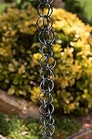 Vista 2 de Monarch Rain Chains Anillo de aluminio negro cadenas de lluvia para canaletas – Extensión negra de 3 pies Cadena de lluvia decorativa