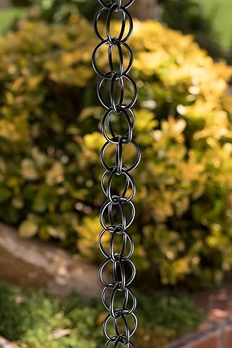 Miniatura 2 de Monarch Rain Chains Anillo de aluminio negro cadenas de lluvia para canaletas  Extensión negra de 3 pies Cadena de lluvia decorativa para exteriores