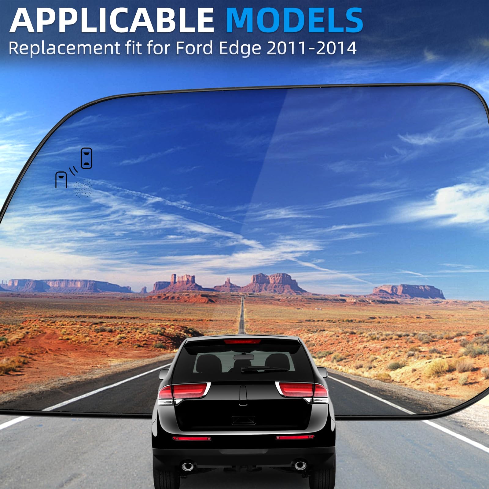 Martins Heated Left Side Mirror Glass For 2011 Ford Edge & Lincoln MKX – With Blind Spot