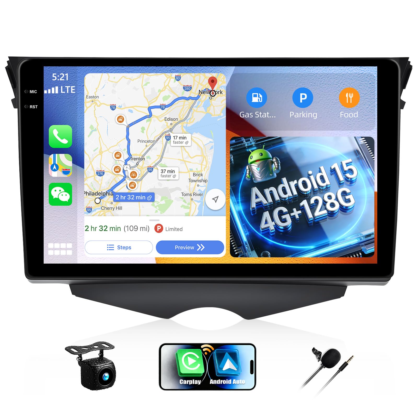 Photo 1 of [4G+128G] Android 15 Car Radio for Hyundai Veloster 2011-2015 with Wireless CarPlay Android Auto,9 inch Touchscreen Car Stereo with WiFi,GPS Navigation,Bluetooth,FM/RDS SWC EQ+Backup Camera