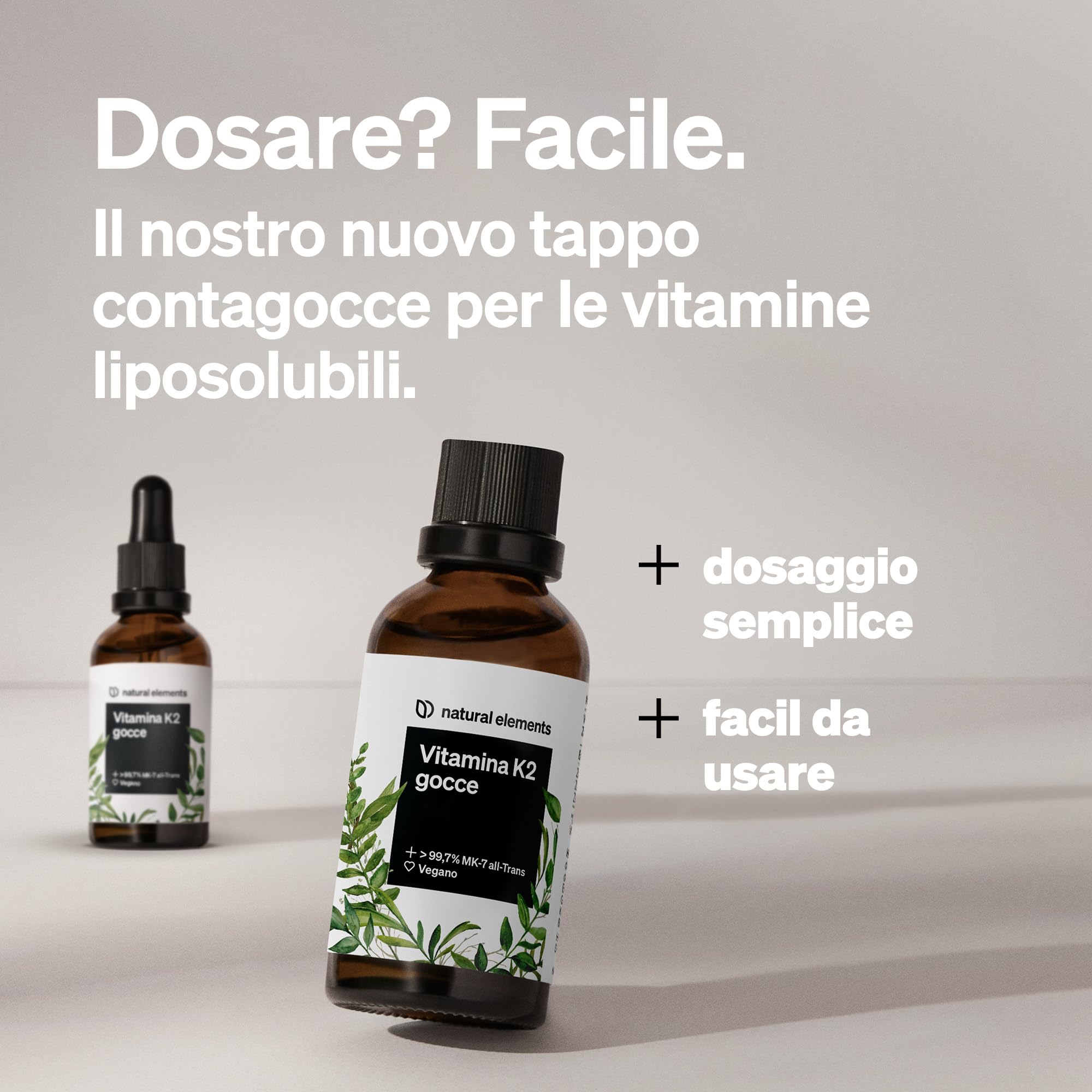 natural elements Vitamina K2 MK-7 200µg - 50 ml - contenuto all-trans > 99,7% - testato in laboratorio, vegano, alto dosaggio e prodotto in Germania