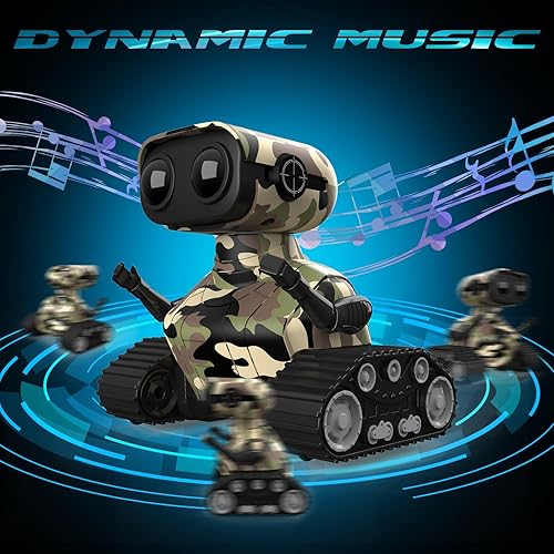Vista 3 de Juguetes robot, robots RC recargables para niños, juguetes de robot RC para niños, juguetes para niños con música y ojos LED, juguetes para niños