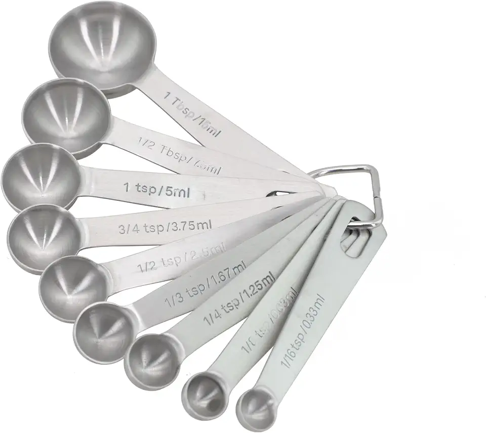 Lovely Vibe Conjunto de 9 Colheres Medidoras em Aço Inox, Medidores de Ingredientes Secos e Líquidos, Grau Alimentício, Laváveis na Máquina