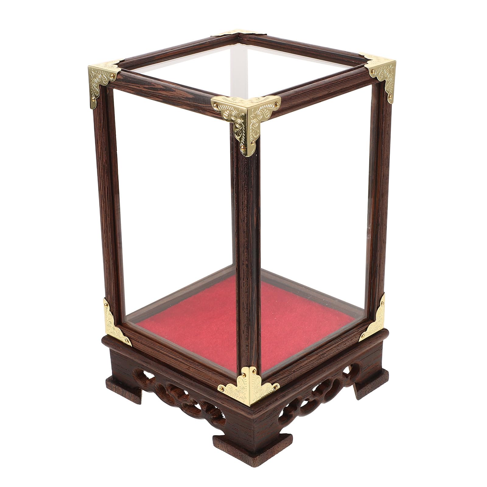 Transparente Vitrine mit Holzsockel Staubdichter Glaskasten für Sammler Schutzaufbewahrung Transparentes Display für Figuren Puppen Spielzeug