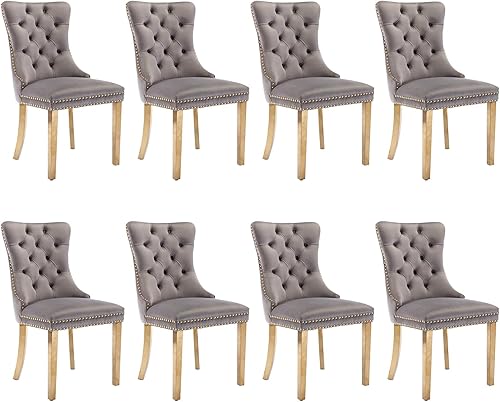 Miniatura 16 de SoarFlash Juego de 6 sillas de comedor de terciopelo, silla lateral de respaldo alto, silla lateral moderna tapizada de alta gama con capitoné y