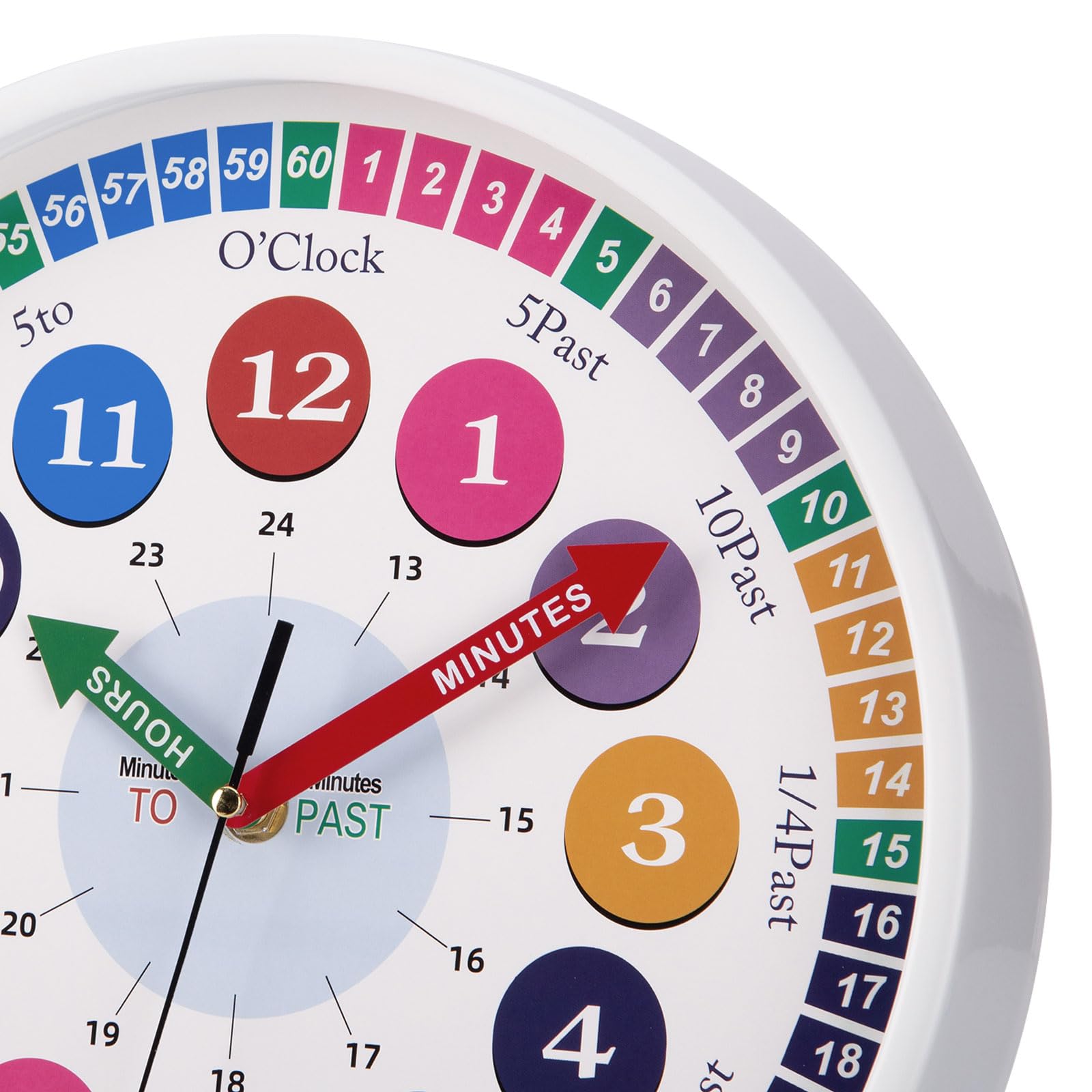 Orologio da Parete Bambini, Orologio da Muro Silenzioso 30cm, Orologio Parete Moderno, Decorazioni da Parete, Imparare a Leggere per Camera da Letto, Cameretta, Bambino