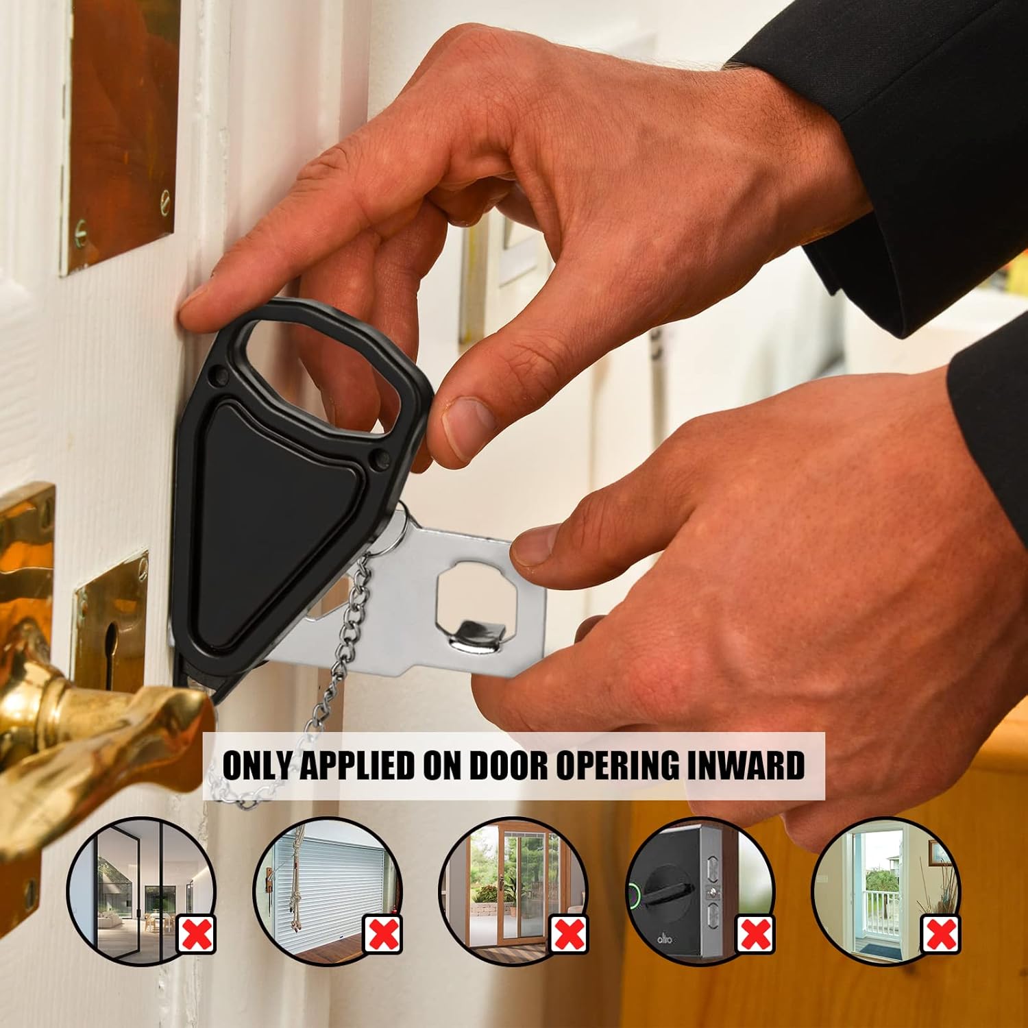 Portable Door Lock for Hotel & Home Security - Self-Defense Safety Device for Travel, Apartment, Motel, School Dorm