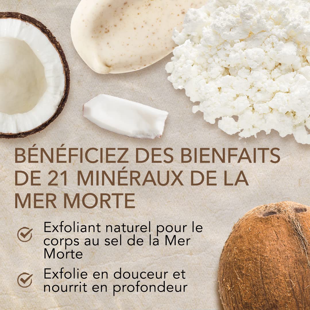 O Naturals 500 g Gommage ultra-hydratant à la noix de coco et au sel de la mer Morte - Gommage Exfoliant lissant pour le corps
