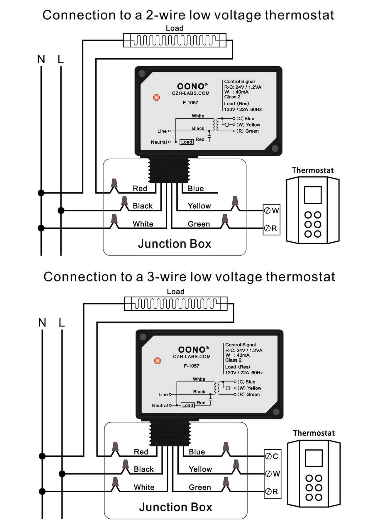 AC120V On/Off Switching Electric Heating Relay with Built-in 24V Transformer, OONO F-1057