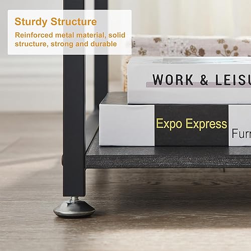 Miniatura 7 de VECELO Mesa auxiliar alta con estación de carga, mesa auxiliar con puertos USB y tomacorrientes, mesita de noche de 30 pulgadas de altura con