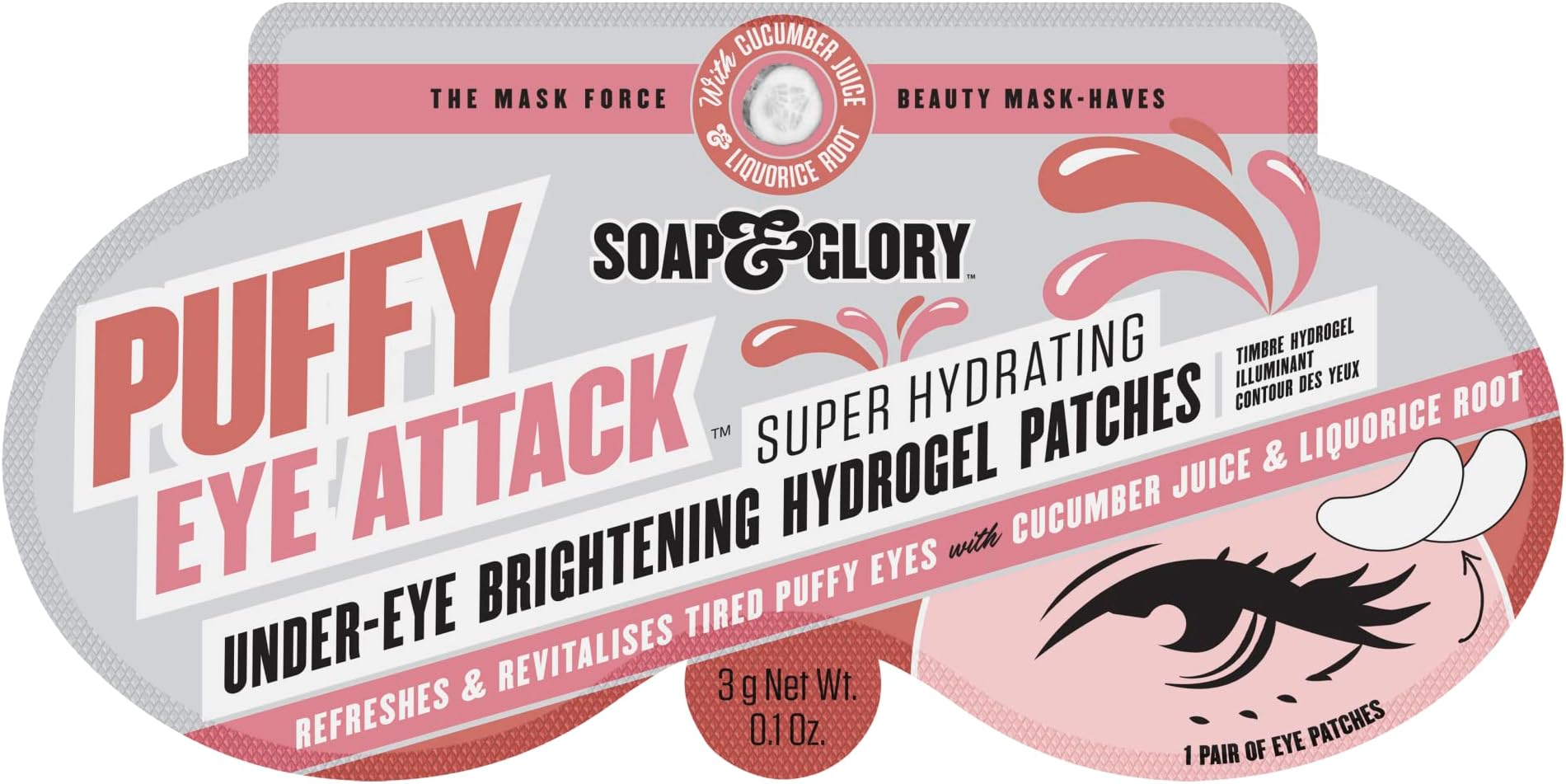 Puffy Eye Attack Brightening Under Eye Mask - Eye Gel Pads to Reduce Appearance of Dark Circles & Eye Bags - Hydrating Puffy Eyes Treatment (1 count)