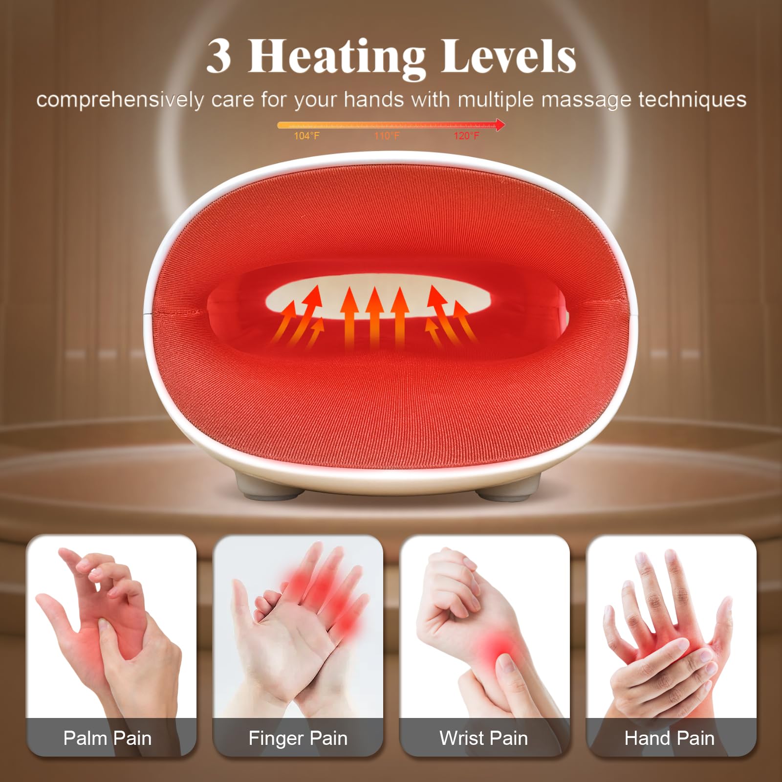 Handmassagegerät mit Wärme und Kompression, Kabellose Handmassage für Arthritis Karpaltunnel Entlastung, Finger Handgelenk Entspannung, 9 Modi 9 Intensitäten, Geburtstagsgeschenke für Frauen