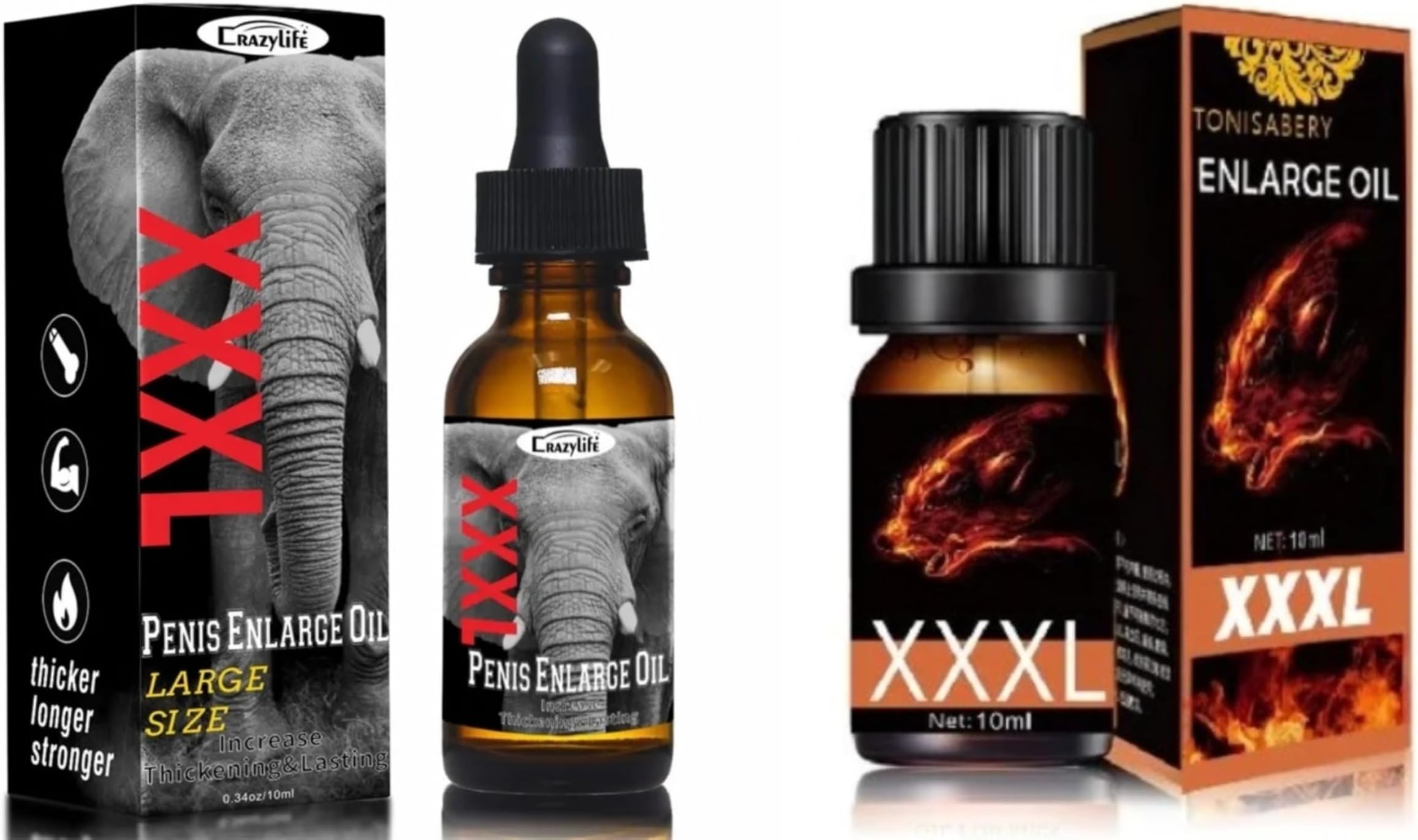 CRAZYLIFE Enlarge Gel, TONISABERY Enlargement Oil for Men BLSEX Enlarger Cream (F396-XXXL-WO)
