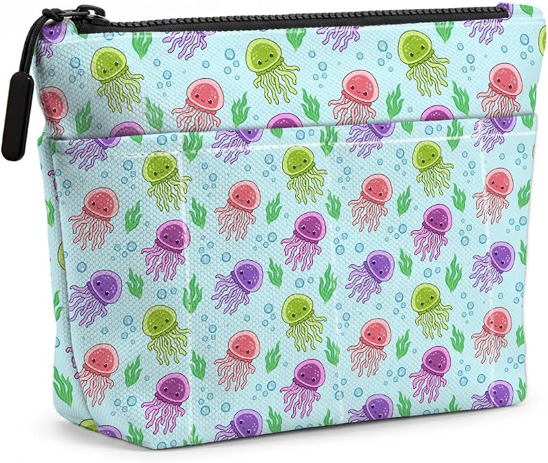 Necessaire jealance Colorful Jellyfish 1452 com 8 bolsos e zíper