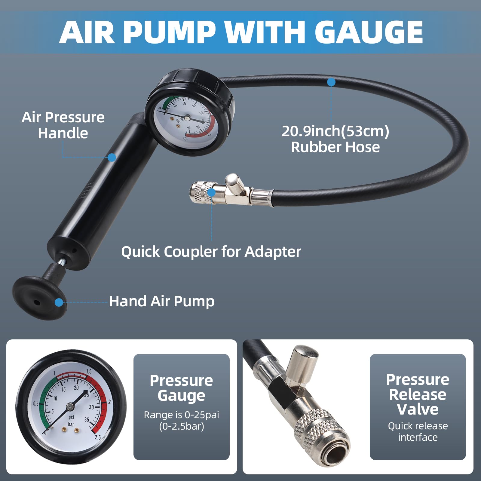 BOOMSTART Tester di pressione del radiatore universale 28Pcs Kit per sistema di raffreddamento sottovuoto per auto Audi VW BMW