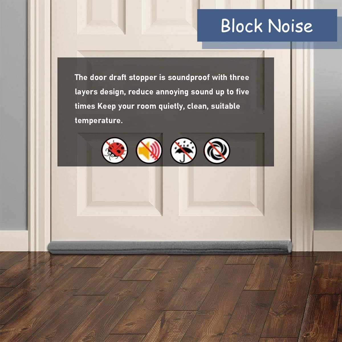 Draft Door Stopper 37 Inches,Twin Door Draft Stopper,Energy Saving Under Door Draft Stopper Door Weather Stripping Noise Blocker Window Breeze Blocker Adjustable Door Sweeps,Thicker Door Draft,Brown