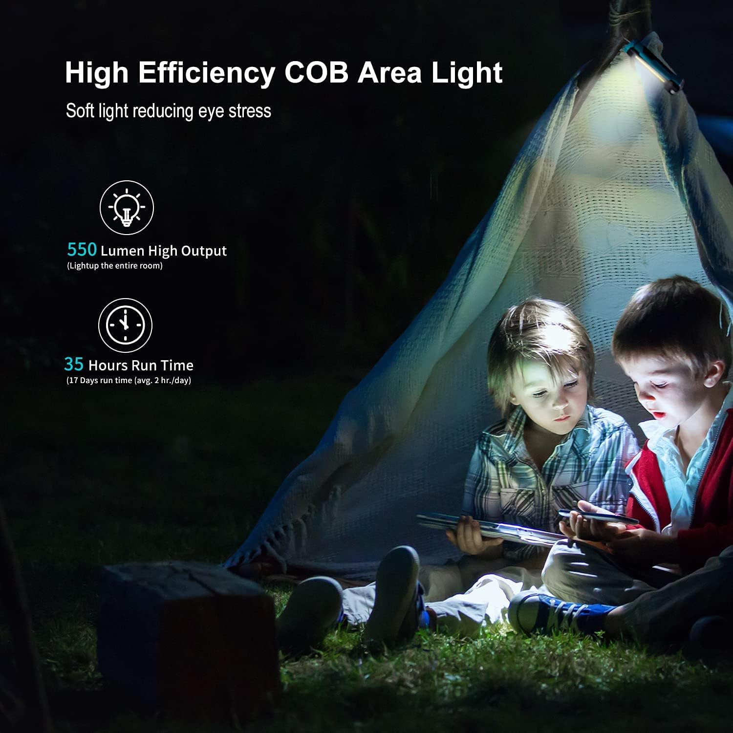 klarus WL1 LED Work Light, 550 Lumens Rechargeable COB Work Light with Magnetic Base & Hook, 180°Rotate +180°Foldable and 7 Modes Bright LED Flashlight for Car Repair, Household and Outdoor Use