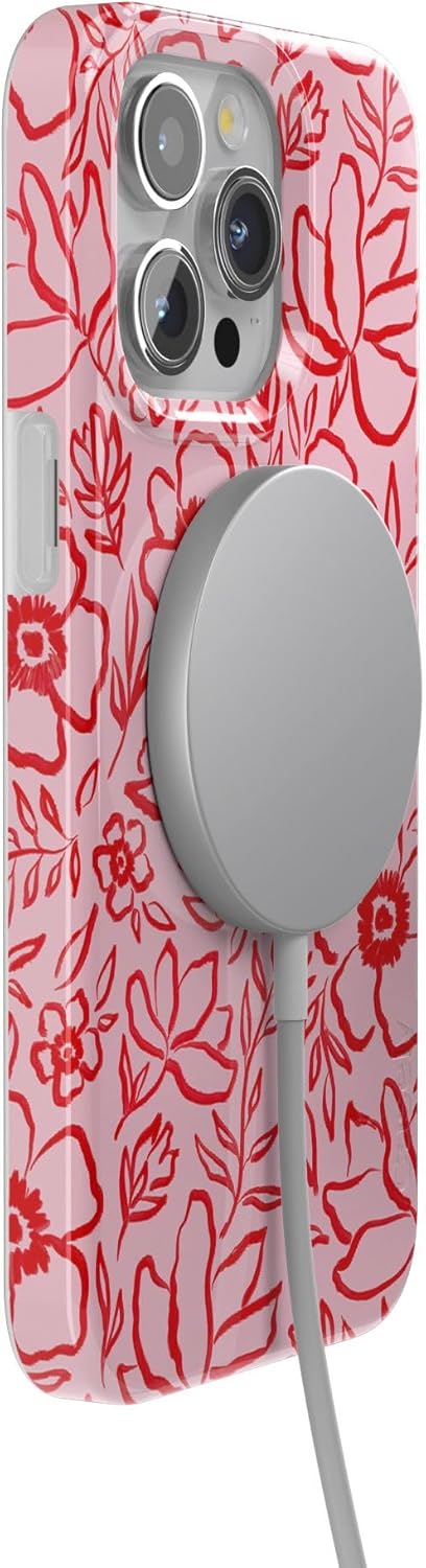 Casely iPhone 15 Pro Case | Blush Garden | Floral Doodle | Compatible with MagSafe | Classic Ultra Thin Design
