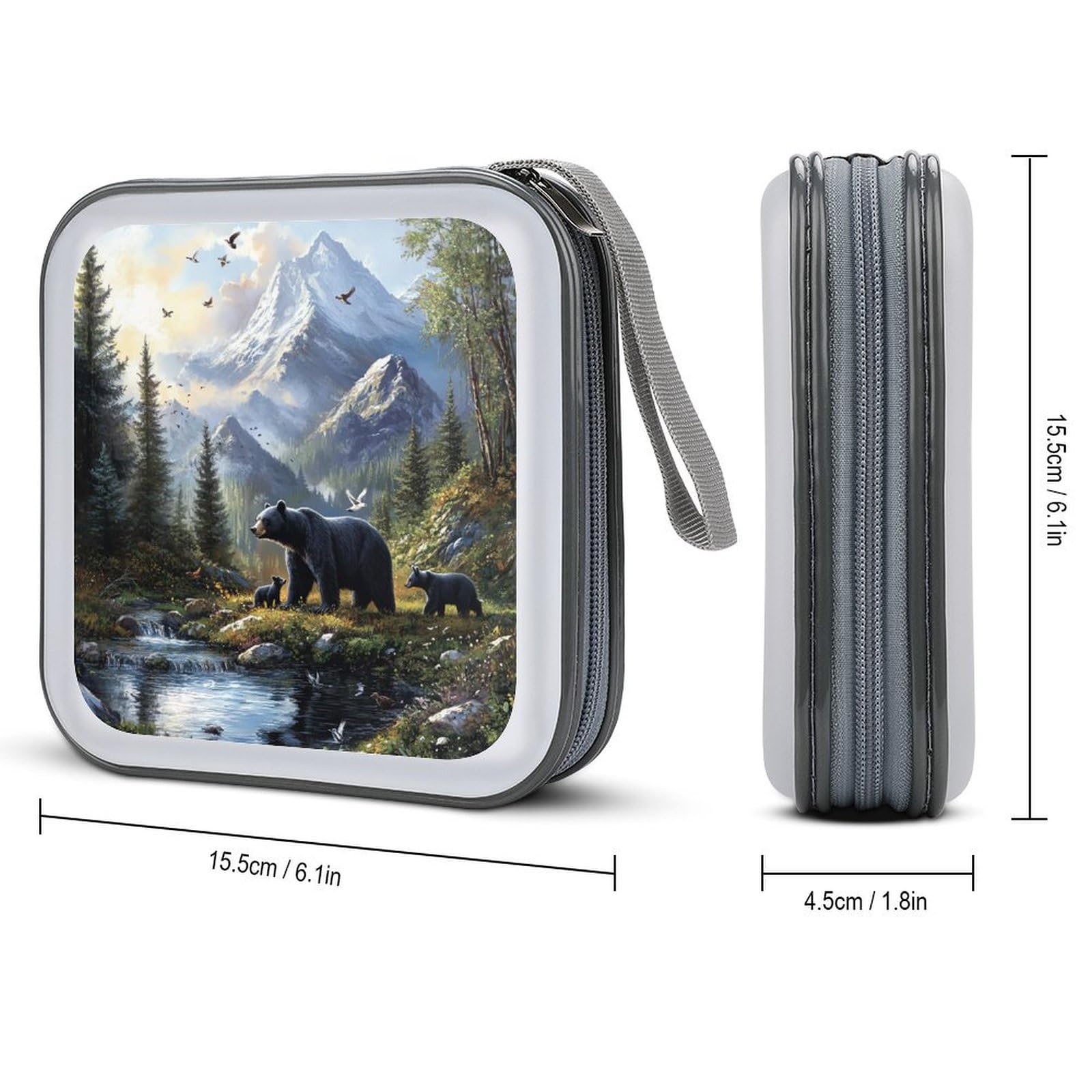 Rustic Bear Family Forests CD Case Plastic DVD Case Holder Wallet Disc Storage Organizer for Car Travel