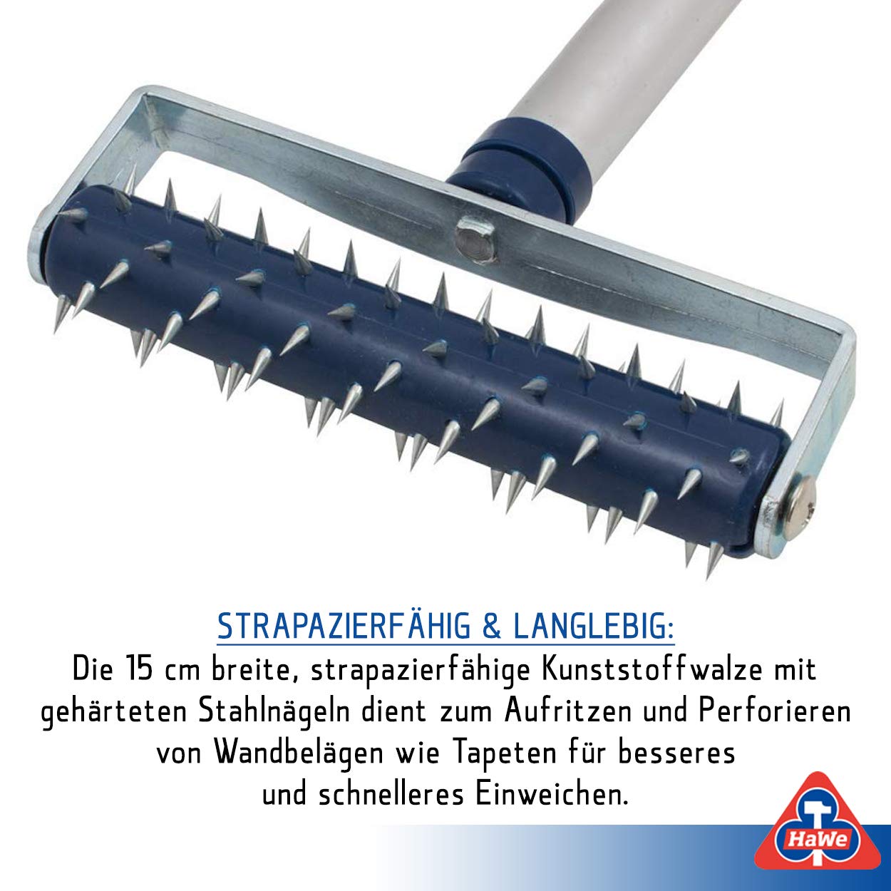 HaWe Profi Tapeten Stachelwalze mit Teleskopstiel 52-93 cm