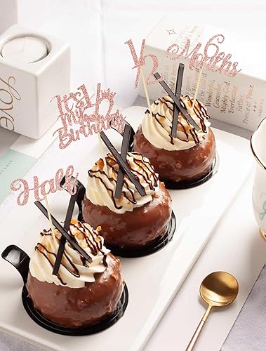 Miniatura 5 de 24 decoraciones para cupcakes de cumpleaños 12, decoraciones de postre de cumpleaños de 6 meses, decoraciones de medio año, dulces 6 meses, baby