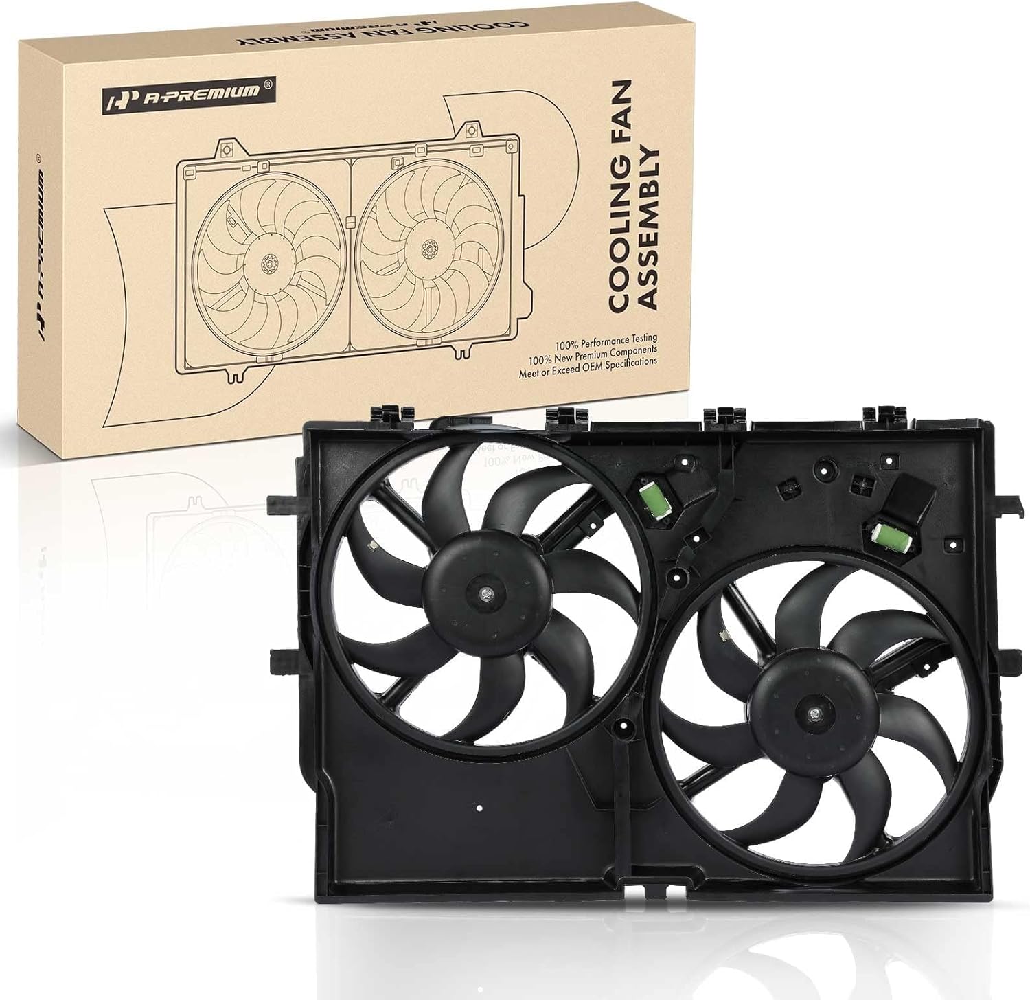 A-Premium Radiator Cooling Fan Assembly Compatible with Select Ram Models - ProMaster 1500/2500/3500 2014-2023, 3.6L - with Air Conditioning, Replace# 68189000AB