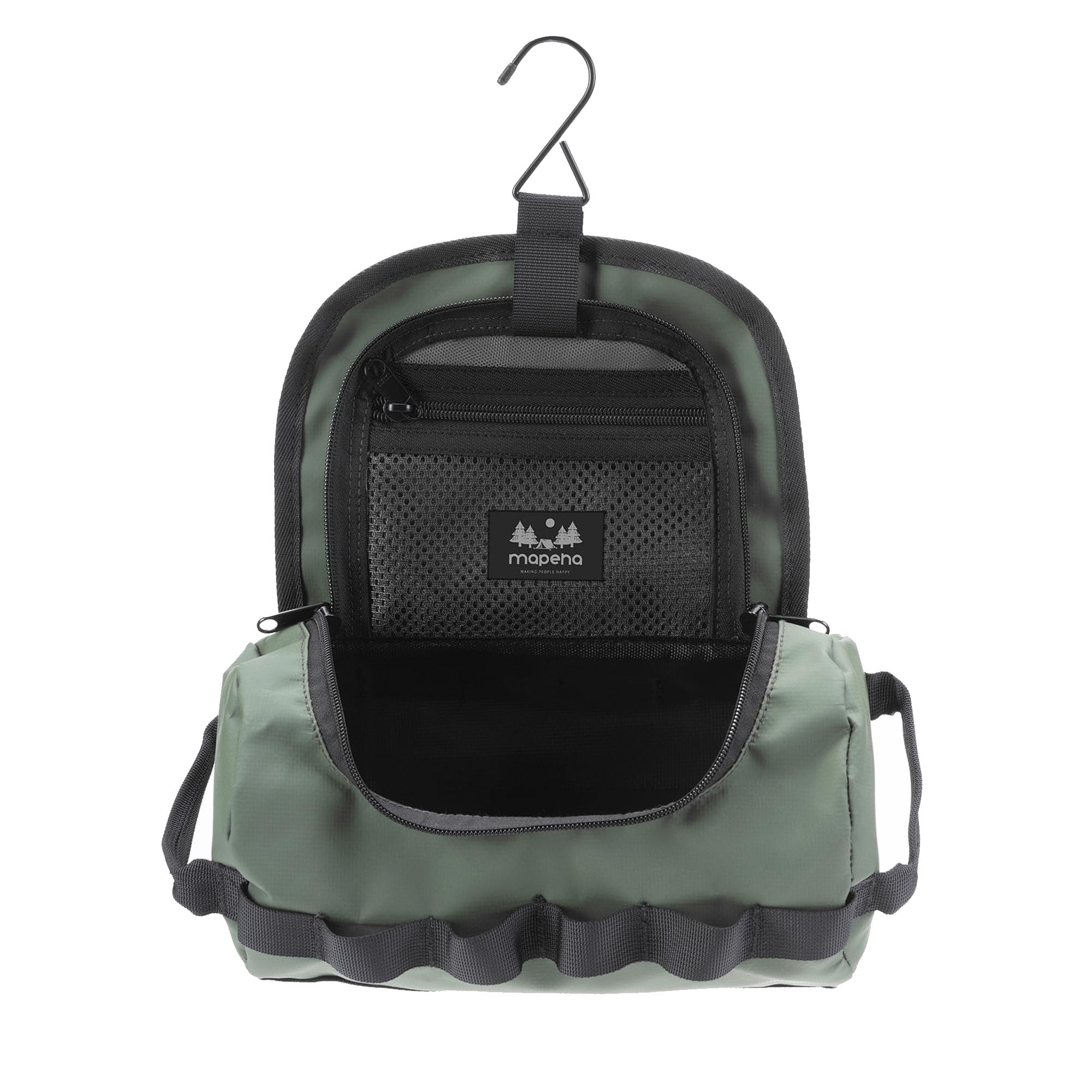 Neceser para Hombre, Neceser Maquillaje Grande para Mujer, Estuche de Viaje con Cremallera, Organizador de Baño y de Viaje, Bolsa de Aseo Impermeable, Mediano, 6L, Verde