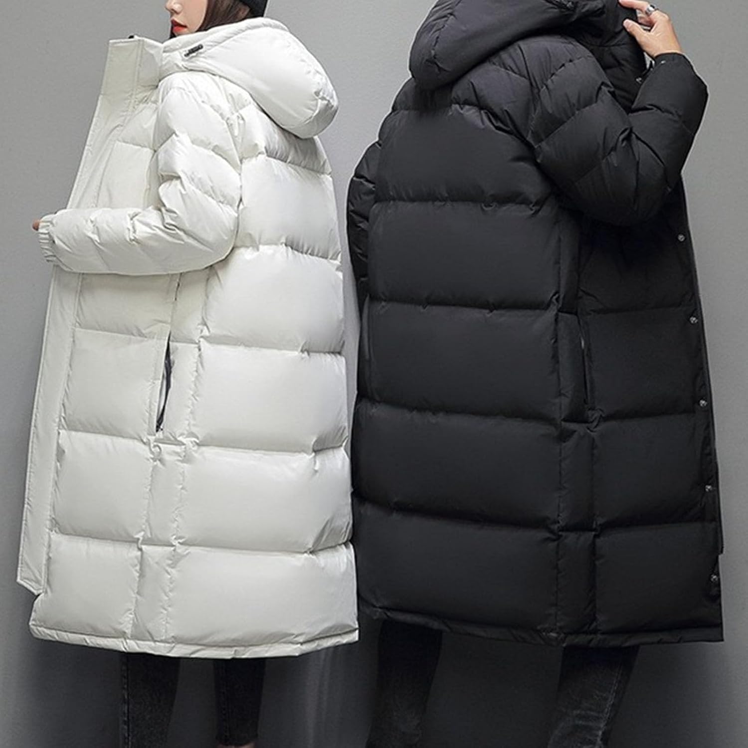 Maiyifu-GJ Men's Hooded Long Puffer Jacket Windproof Thicken Warm Winter Coats Quilted Down Coat Parka Outerwear