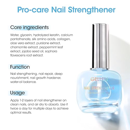 Miniatura 2 de GELLEN Fortalecedor de uñas con aroma a océano, suero de crecimiento de reparación de uñas Pro Care 8 en 1 para uñas finas y dañadas, acabado claro