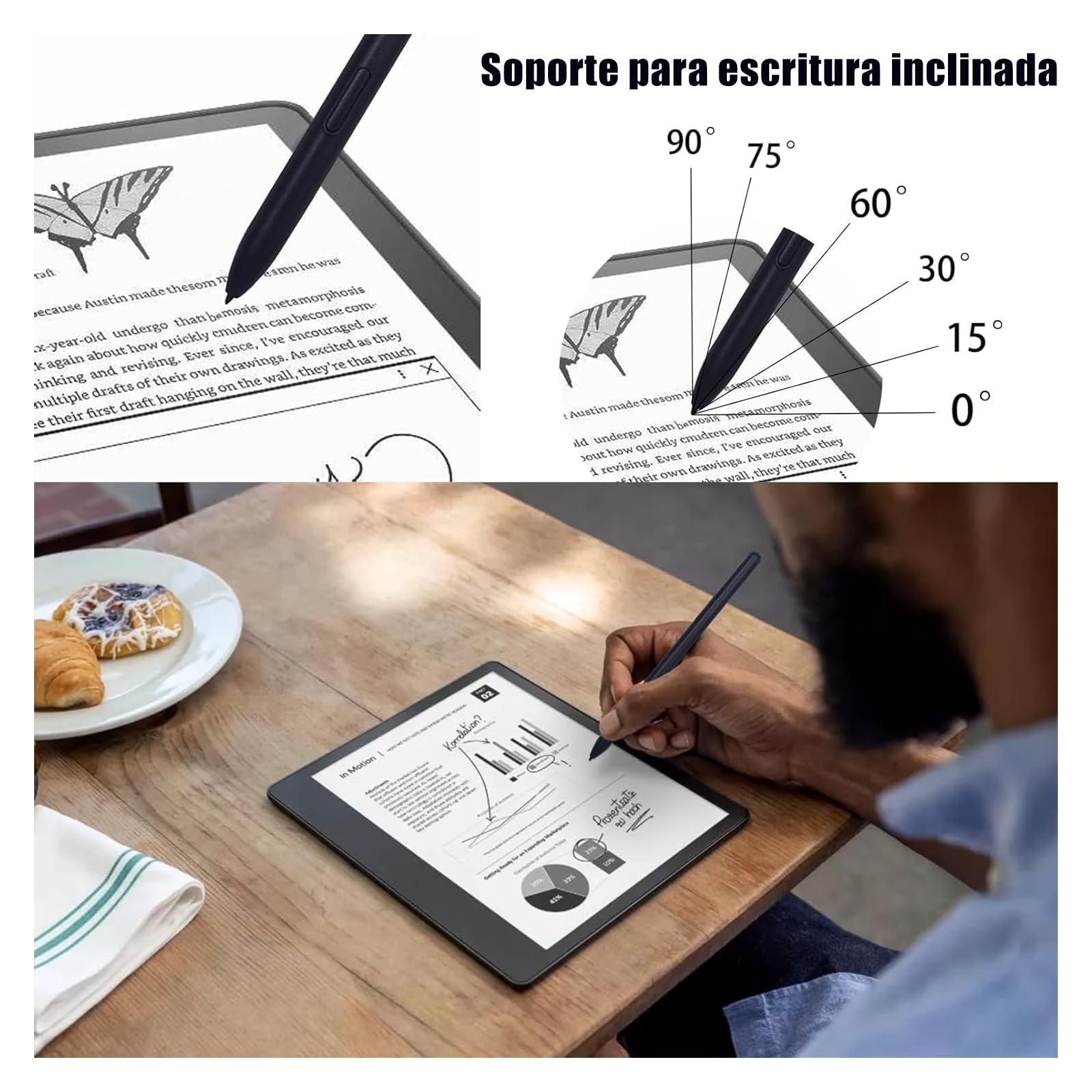 Sostituzione per Kindle Scribe Premium Stylus Pen - Penna di adsorbimento magnetico per scrittura digitale, con sensibilità alla pressione 4096 (Nero)