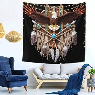 Garwewy Southwestern Native American Indian Eagle 59x59 Inch Wall Tapestry Soft Decorative Hanging for Indoor & Outdoor Use,Wall Decor,Picnic