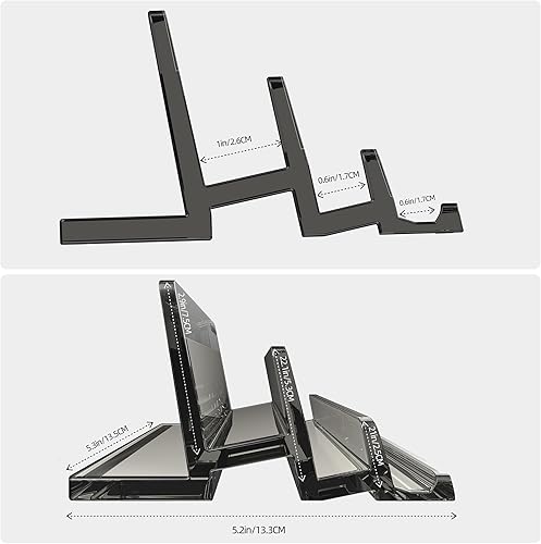 Miniatura 6 de CoStySee Soporte vertical para laptop de 3 ranuras para escritorio, hecho de acrílico de alta calidad para ahorrar espacio para todas las
