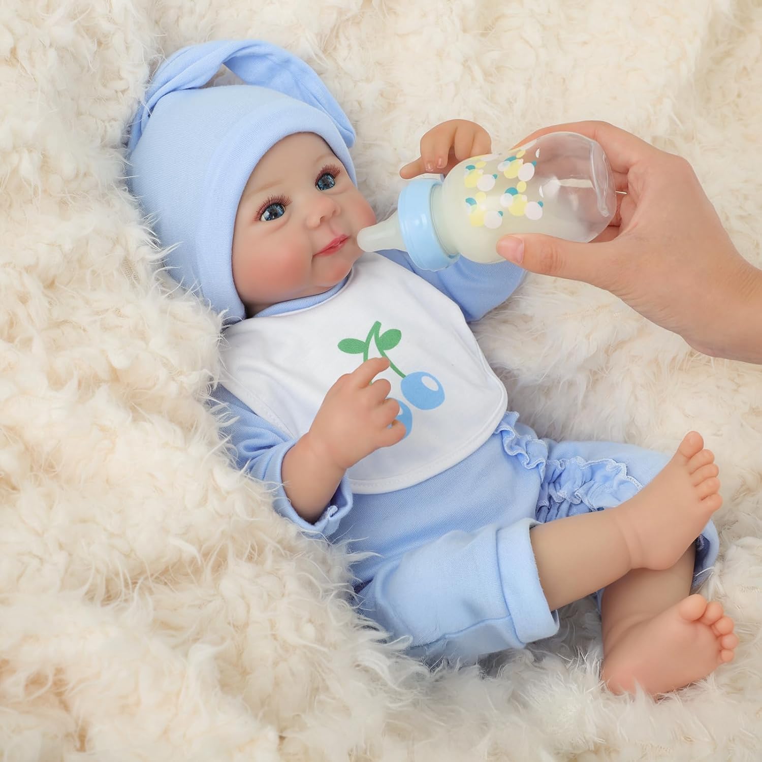 Reborn Baby Dolls Lucas 20 Inch Soft Body Realistic Baby Doll Reborn Real Life Baby Dolls with Soft Outfit, Magnetic Pacifier, Bottle,Rattle Set,Bear Doll, Gift Box for 3+ Years Old Gifts Collection