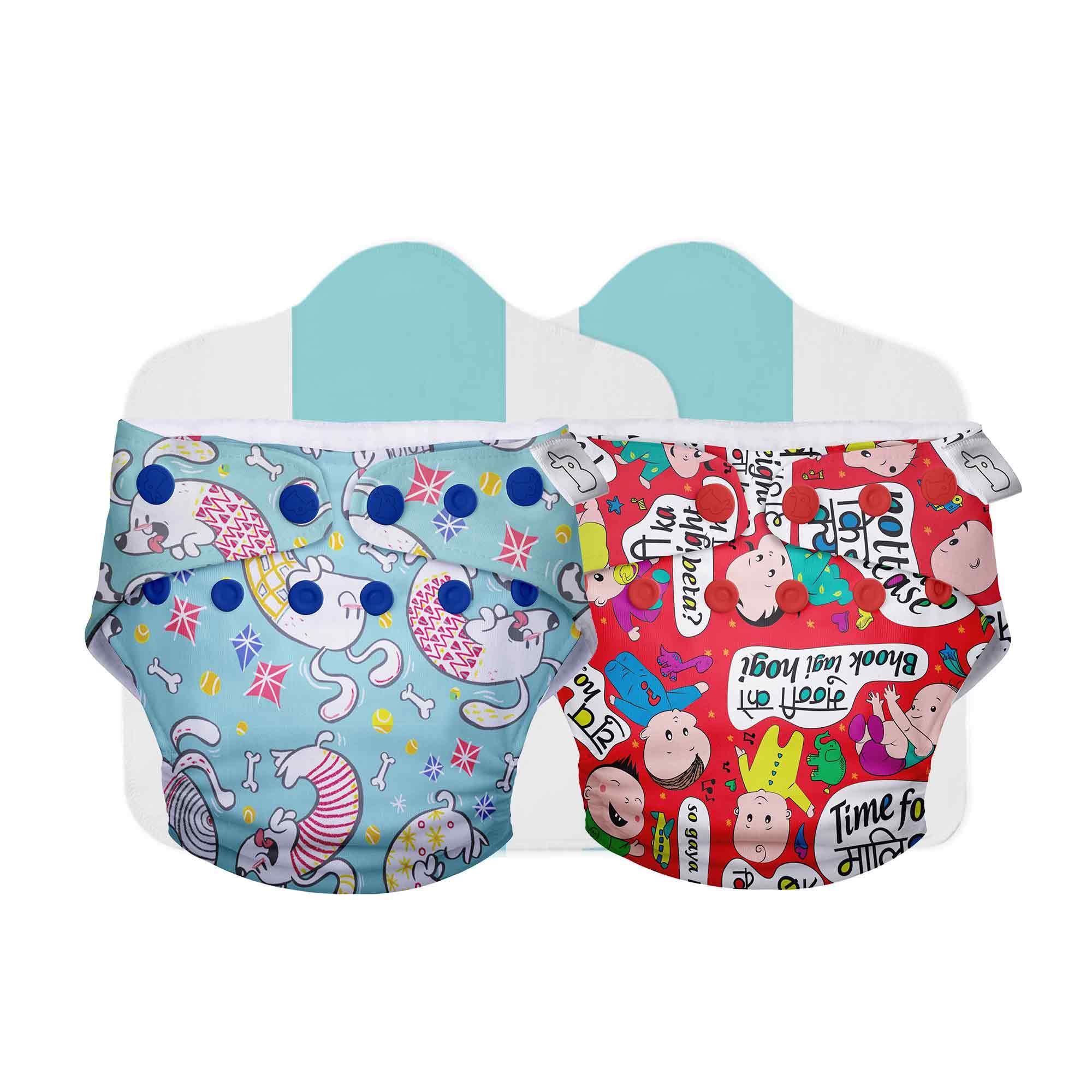 Superbottoms NEW UNO Freesize Cloth Diaper Set of 2| Cloth diaper for babies 3M to 3Y | Washable & Reusable cloth diaper | Comes with cloth diaper insert | 2 Diaper and 2 Organic cotton Soaker…