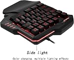 RGB One Handed Keyboard, Wired Gaming Backlit 35 Keys, Mini Portable Keyboard Mechanical Feeling for PS4 Xbox PC, 8 Lightning Modes