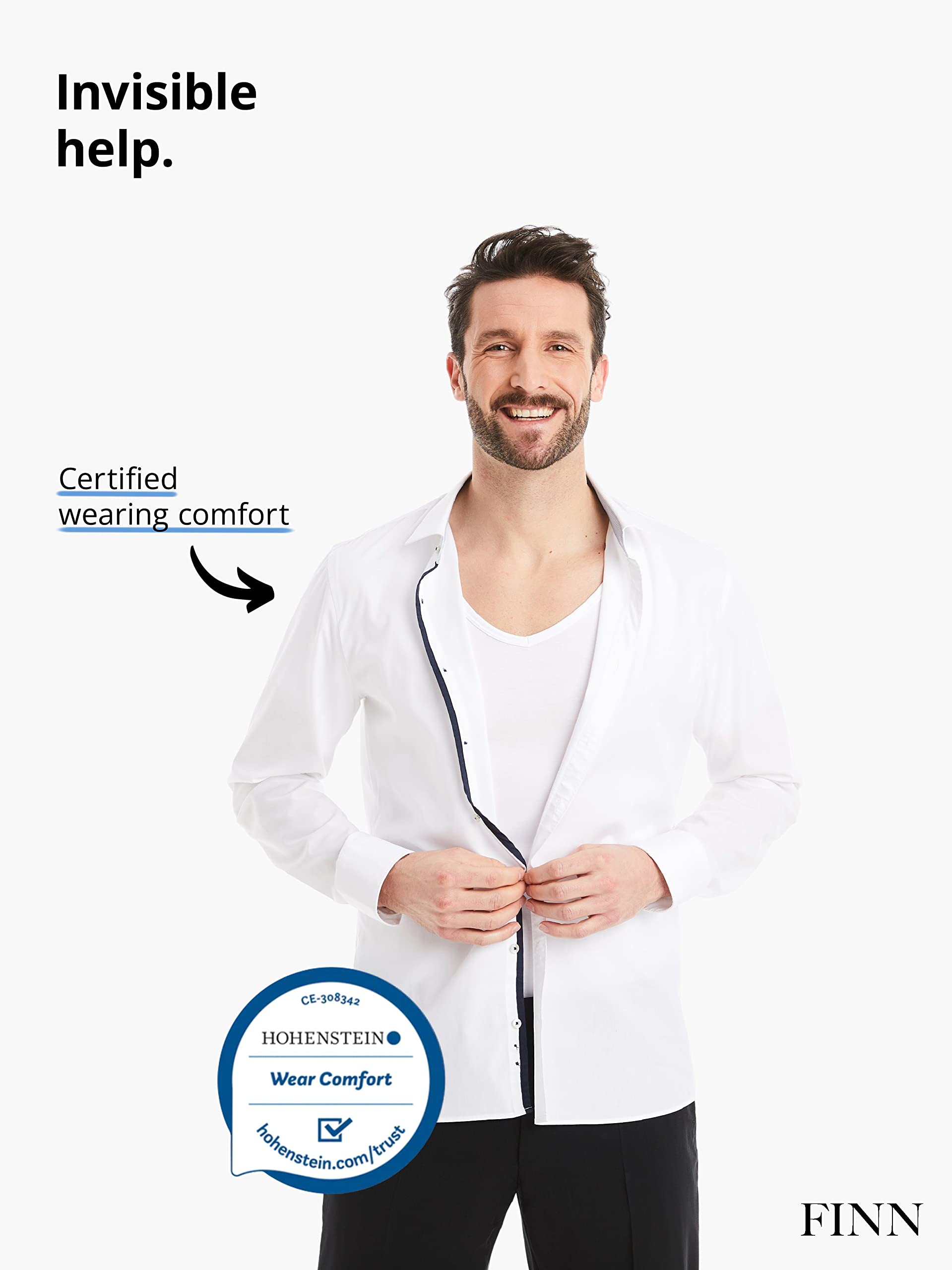 FINN Anti-sweat shirt for men with V-neck and integrated armpit pads to prevent excessive sweating - Image 3