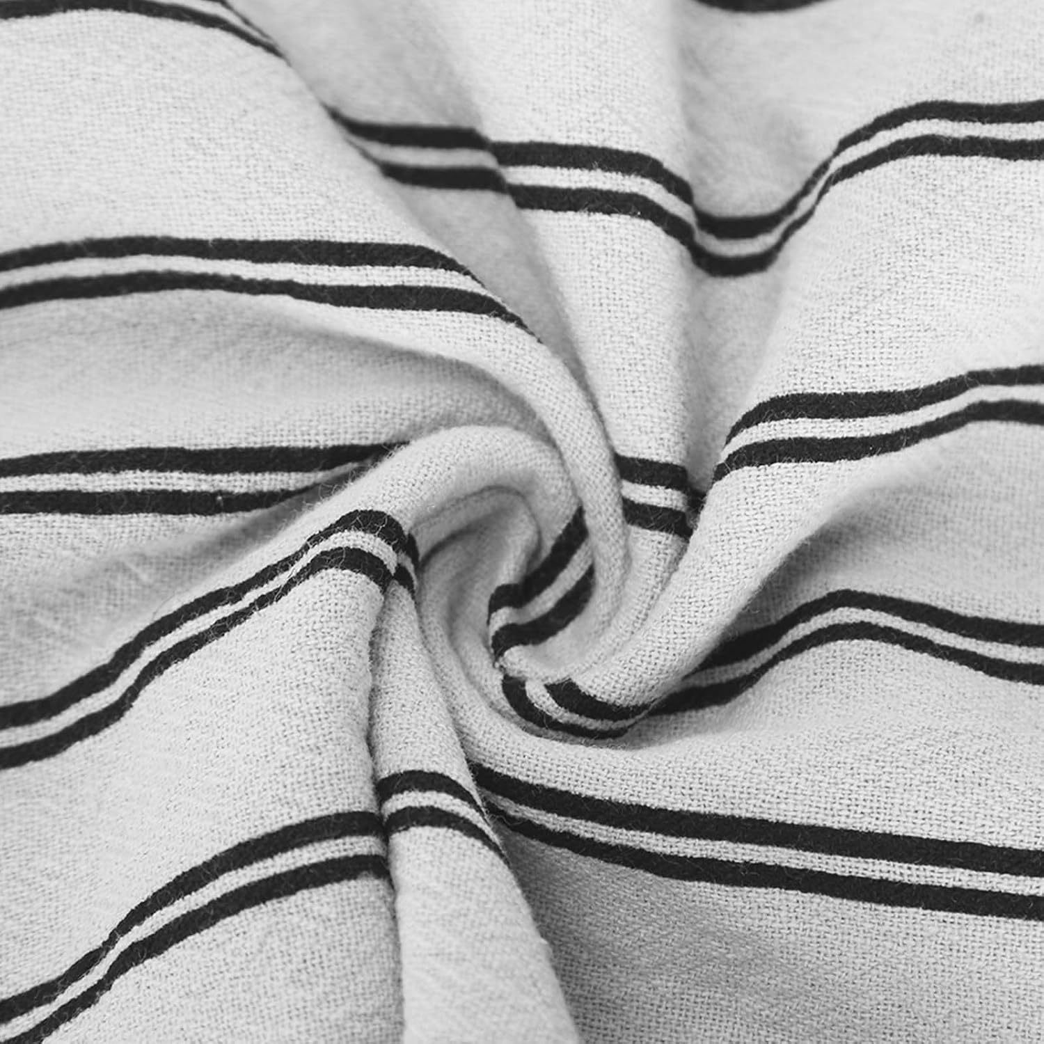 Casual Striped Cotton Linen Pants for Women Wide Leg Palazzo Drawstring High Waist Flowy Trousers Summer Slacks